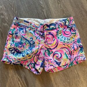 Lilly Pulitzer Pink, Blue & Green Swirl Print Jean Shorts
